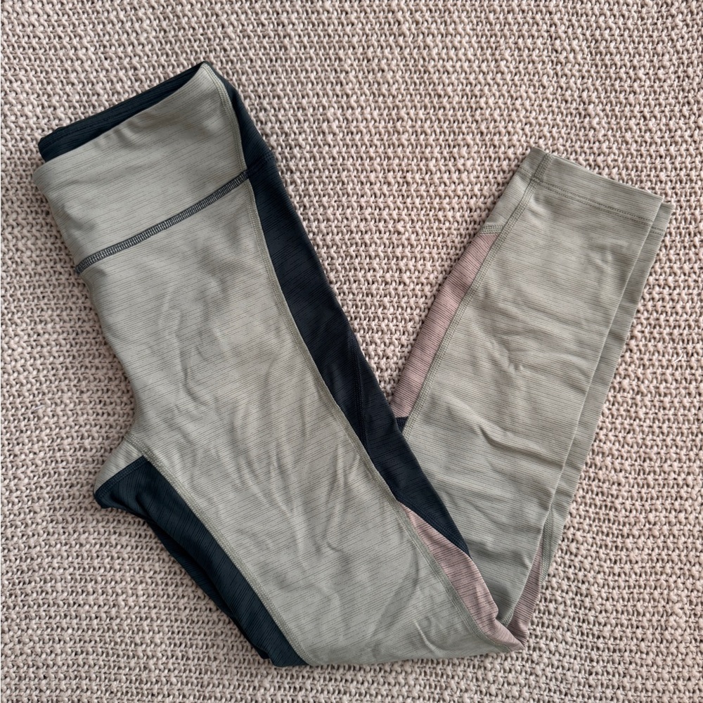 Outdoor Voices Green Color Block Leggings